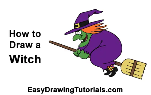 How to Draw a Cartoon Witch VIDEO & Step-by-Step Pictures