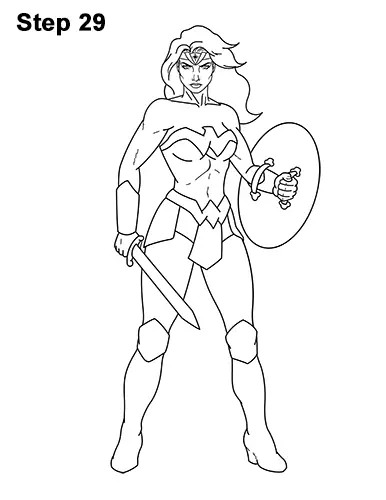 How to Draw Wonder Woman Full Body DC Movie 29