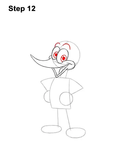 How to Draw Woody Woodpecker Full Body 12