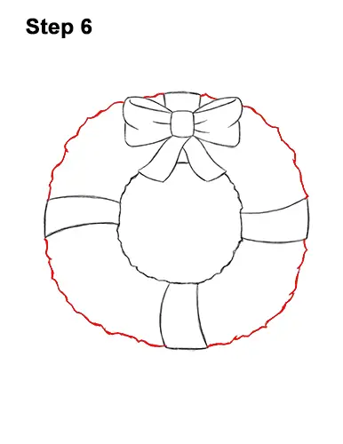 How to Draw a Christmas Wreath Bow 6