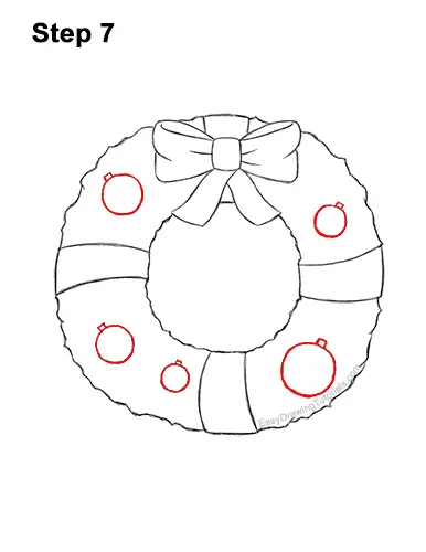How to Draw a Christmas Wreath Bow 7