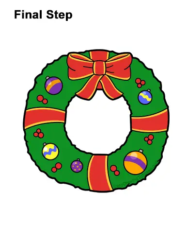 How to Draw a Christmas Wreath Bow