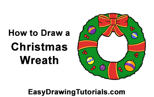 how to draw a christmas wreath