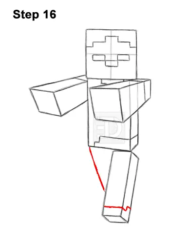 How to Draw Zombie Mob Minecraft Full Body 16