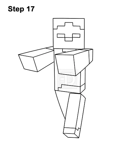 How to Draw Zombie Mob Minecraft Full Body 17